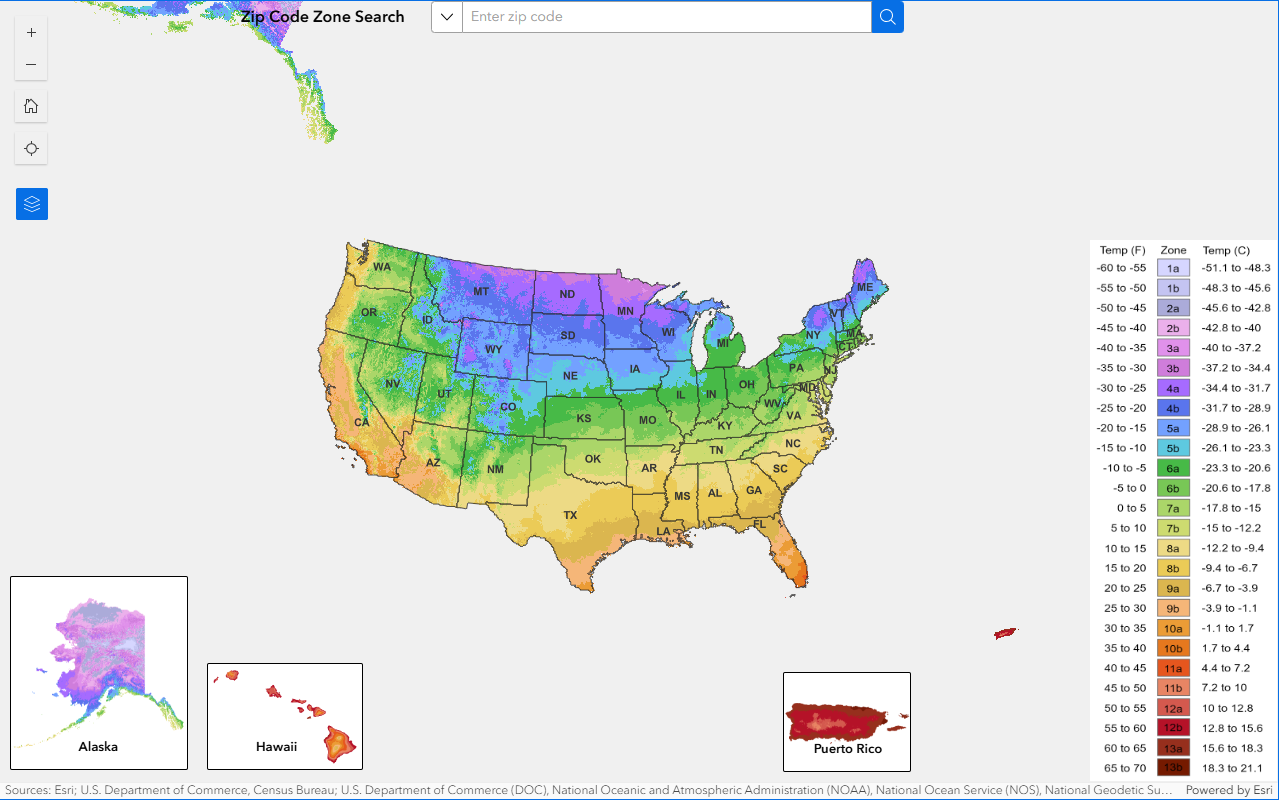 USDA Plant Hardiness Zone Map
