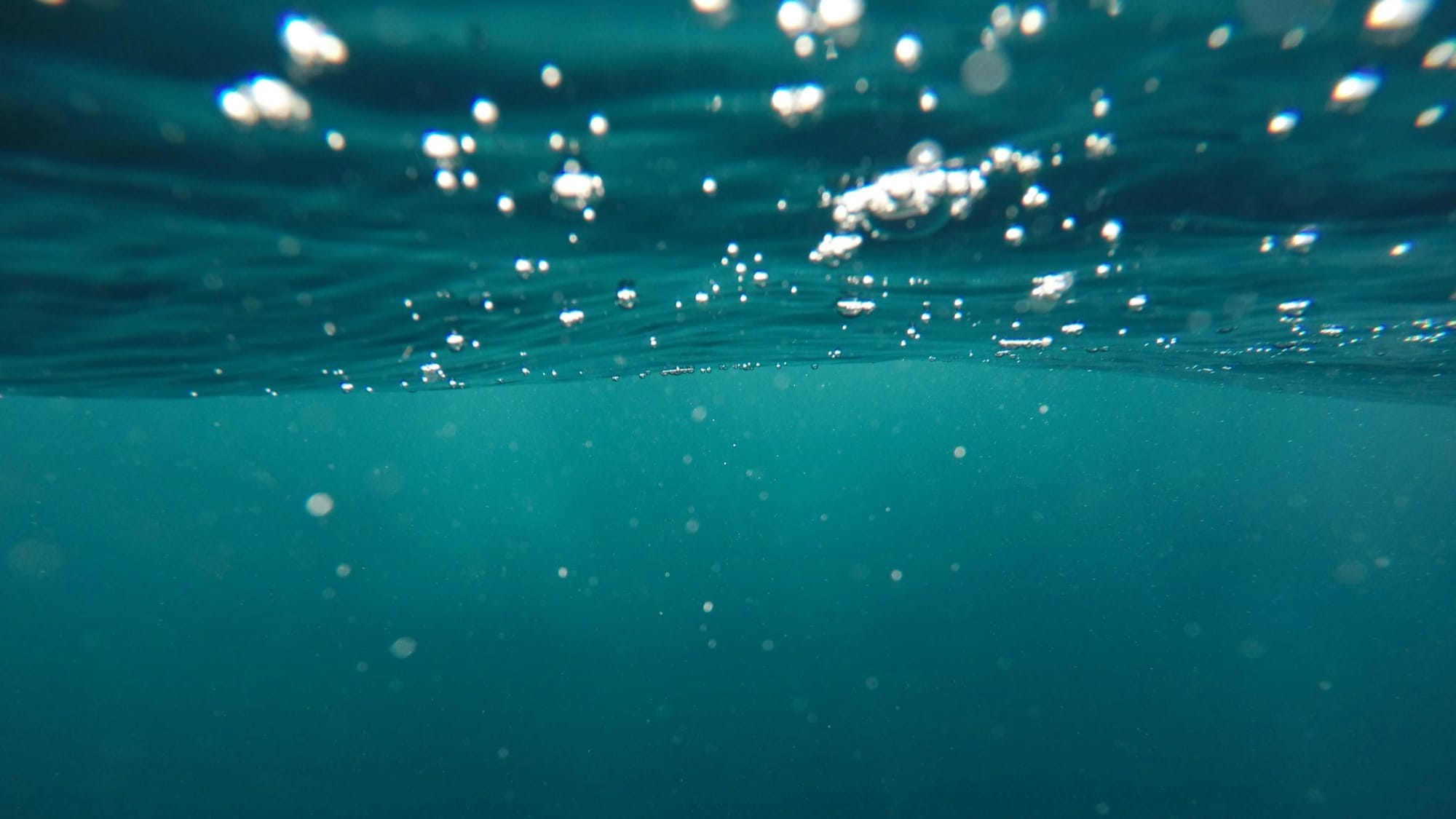 Underwater view of circulating pool water, dissolving salt during the 24-hour startup period.