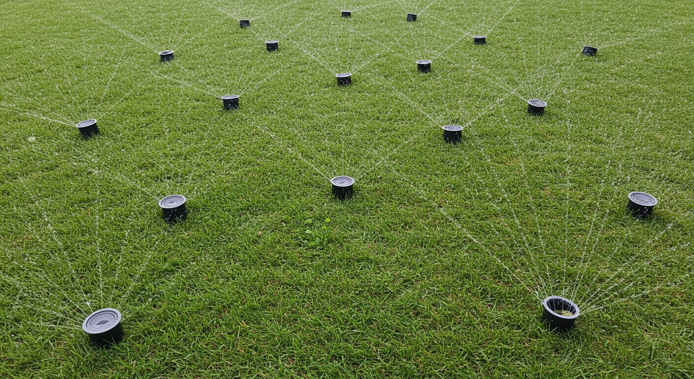 a running lawn sprinkler system