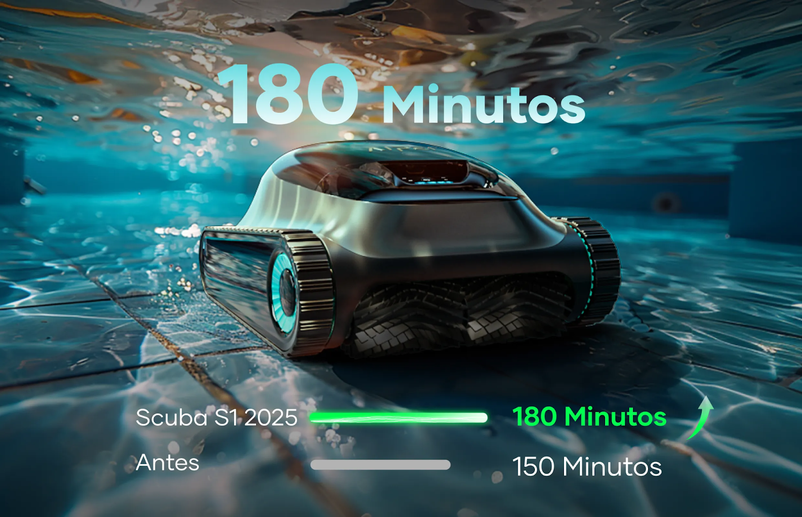 Duración de la batería del robot limpiafondos Aiper Scuba S1