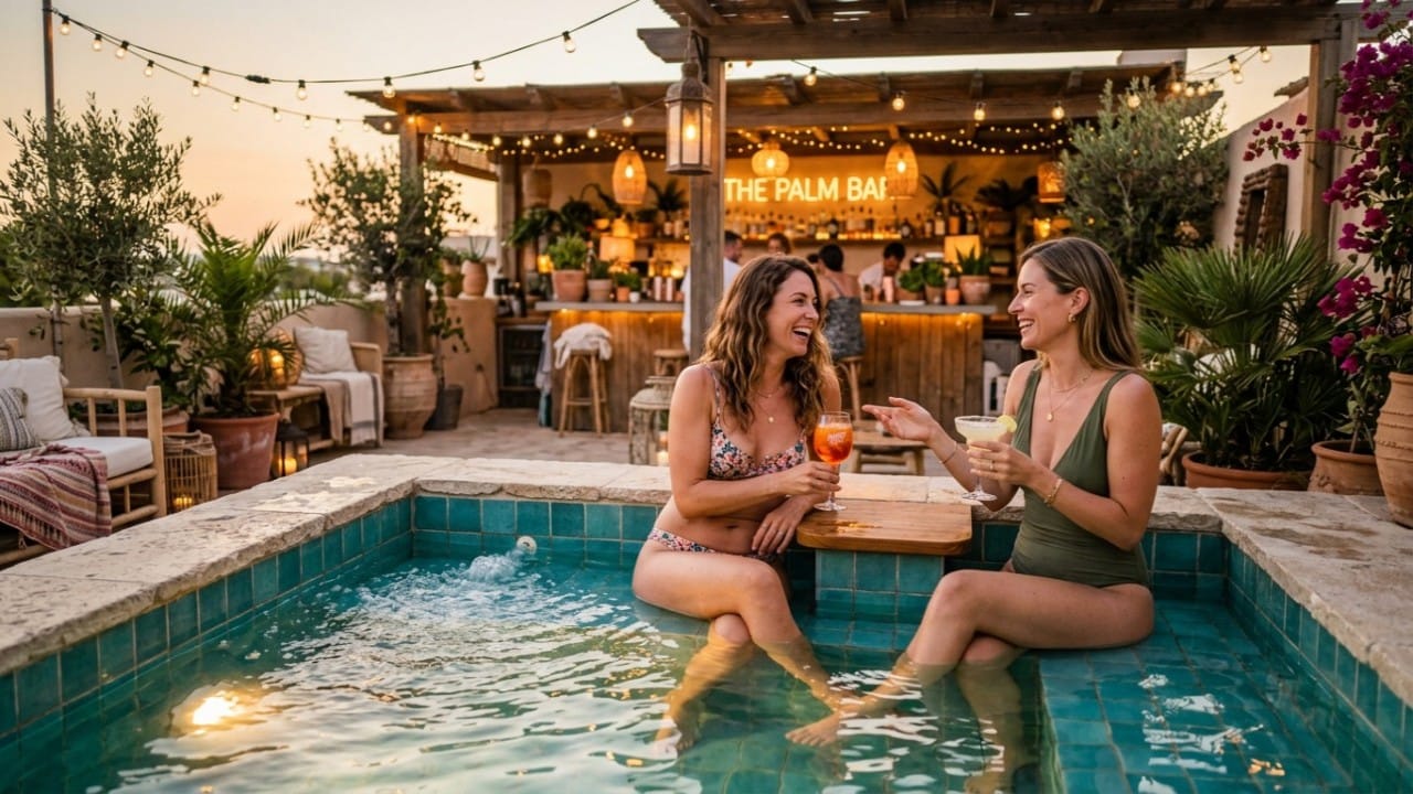 small cocktail pool with seating designed for socializing