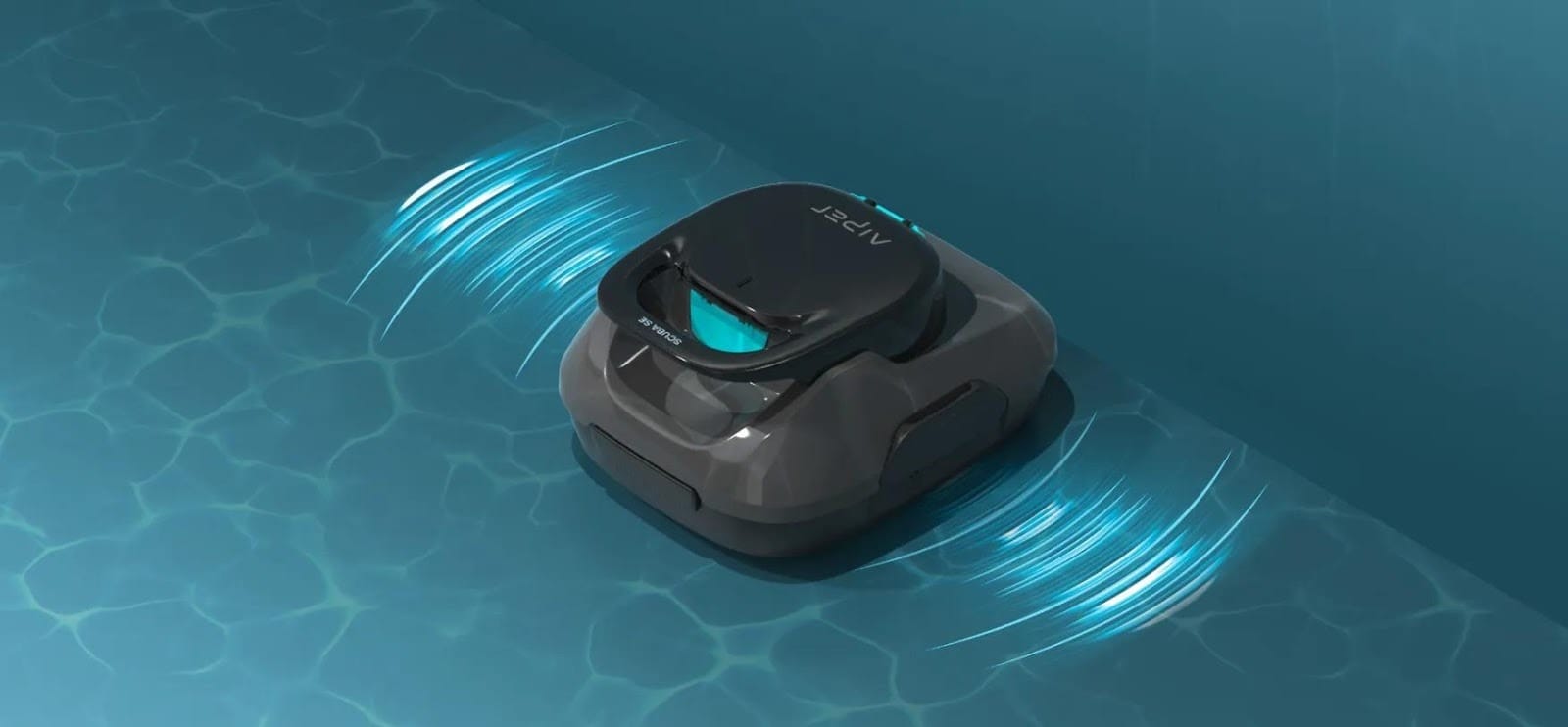Robot Aiper Scuba SE sans fil se déplaçant sur le fond de la piscine pendant un cycle de nettoyage