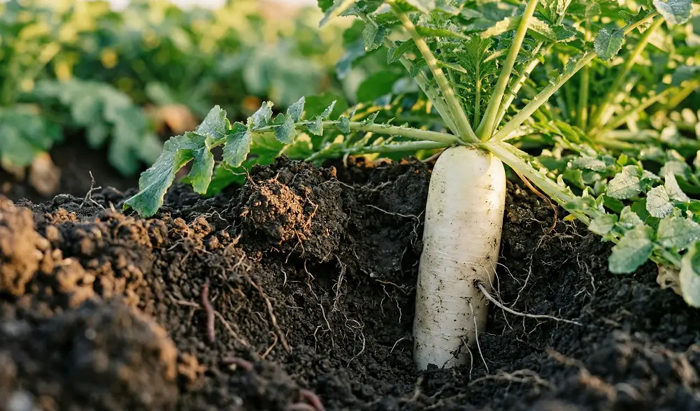 Deep taproots of cover crops naturally breaking through dense compacted soil layers.