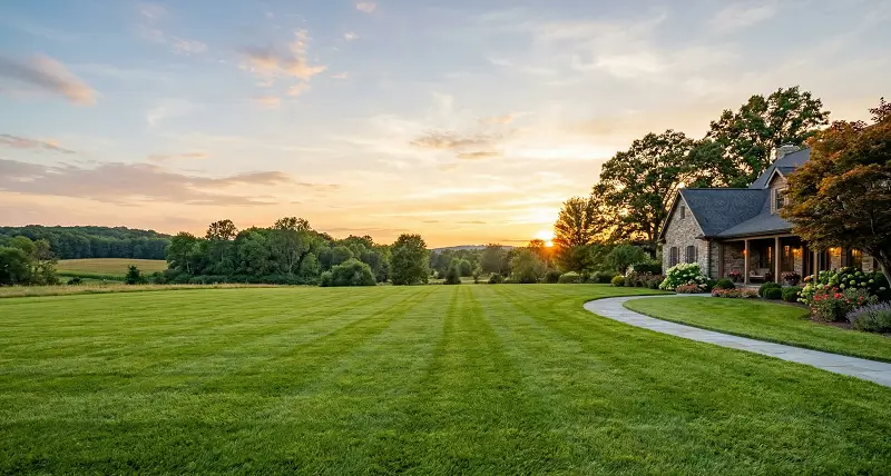 A lush, healthy lawn maintained by smart watering schedules and conservation efforts.