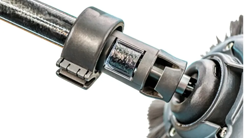 Adjustable weight clip placed on a pool cleaner hose near the head.