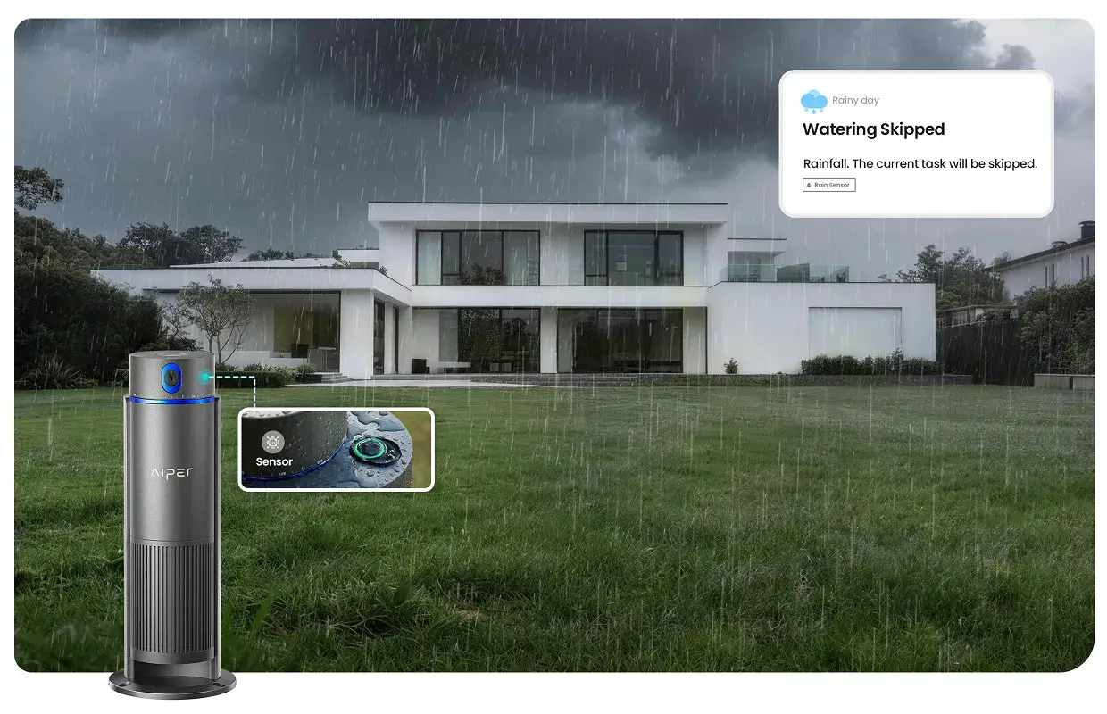 Smart weather-adaptive irrigation controller managing lawn watering schedules automatically.