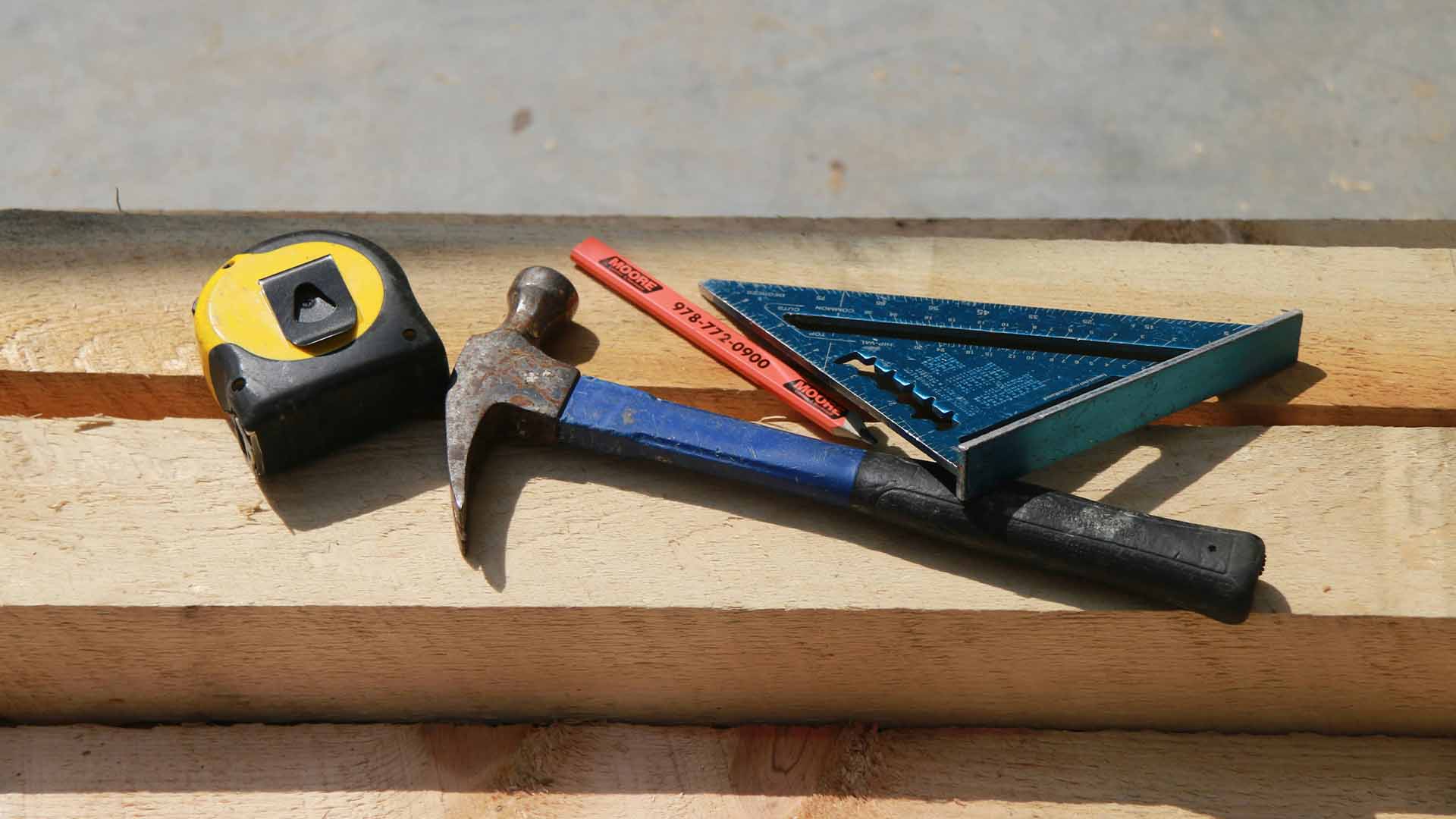 Several tools for DIY hot tub cover.