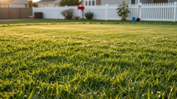 Using a landscape rake to smooth top dressing soil into the turf.