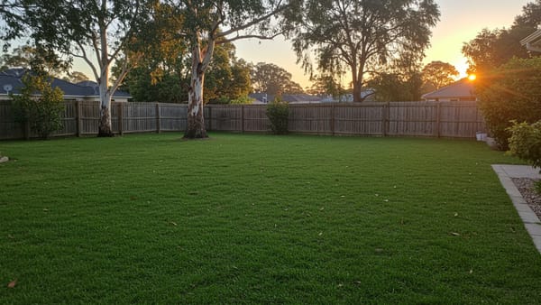 A healthy, drought-tolerant Australian lawn thriving thanks to the cycle and soak irrigation method.